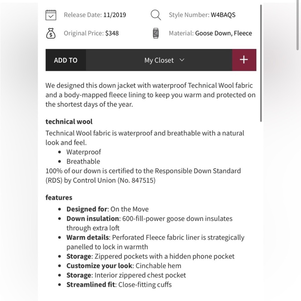 Lululemon Winter chill wool coat - Picture 2 of 6